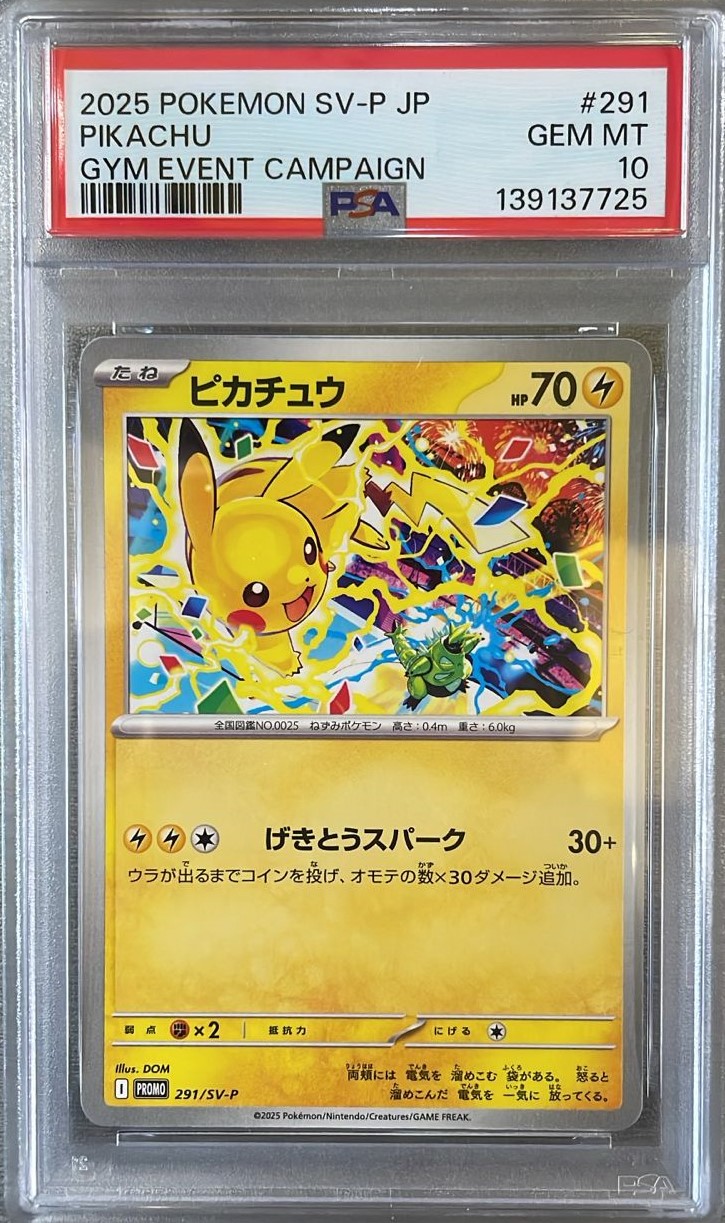2025 Pokémon SV-P JP Pikachu Gym Event Campaign #291 GEM MT PSA 10
