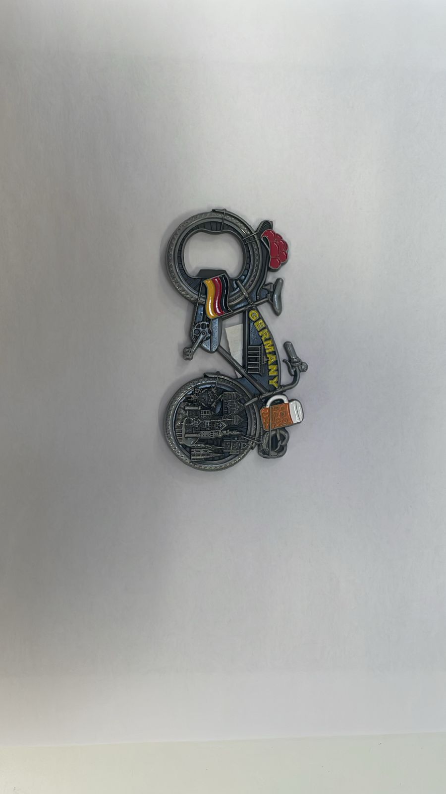 Germany Bicycle Souvenir Fridge Magnet with Beer & Cityscape Design