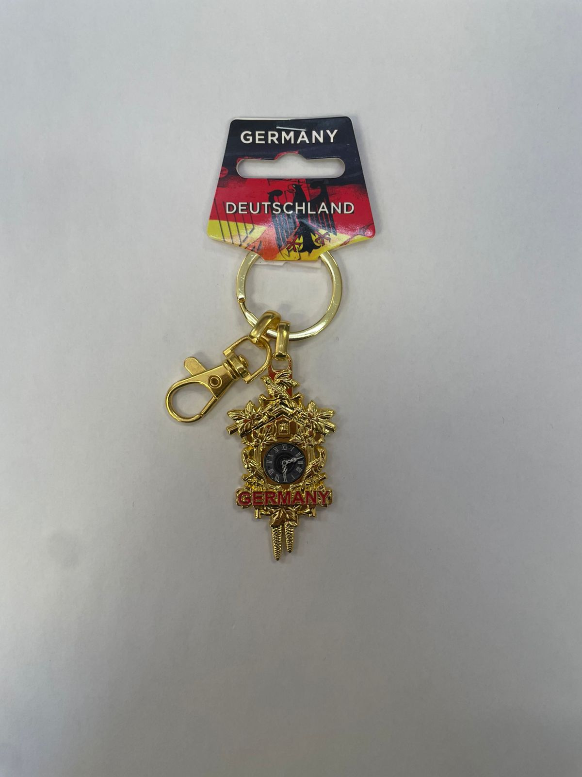 Germany Cuckoo Clock Souvenir Golden Keychain with Lobster Clasp